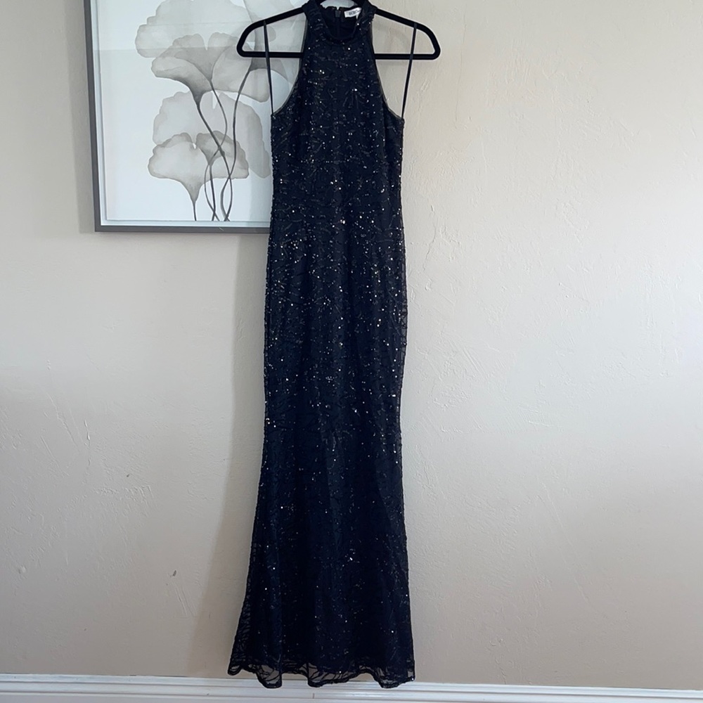 BCBGeneration Black Sequined Maxi Dress